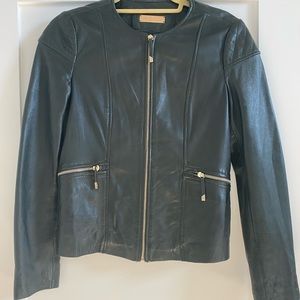 Massimo Dutti Black Leather Jacket